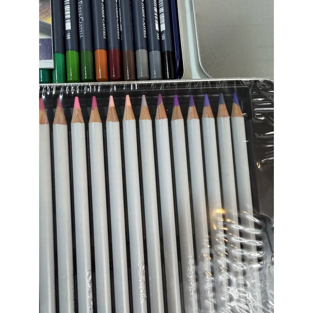 Lot of 2 Winsor & Newton & Faber-Castell Goldfaber 24 Colored Pencils Set Tins⁠